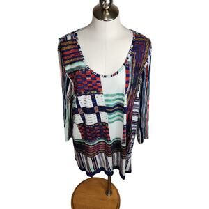 Parsley & Sage Tunic Top Womens Size 2X Abstract Artsy Print Knit Long Sleeve‎